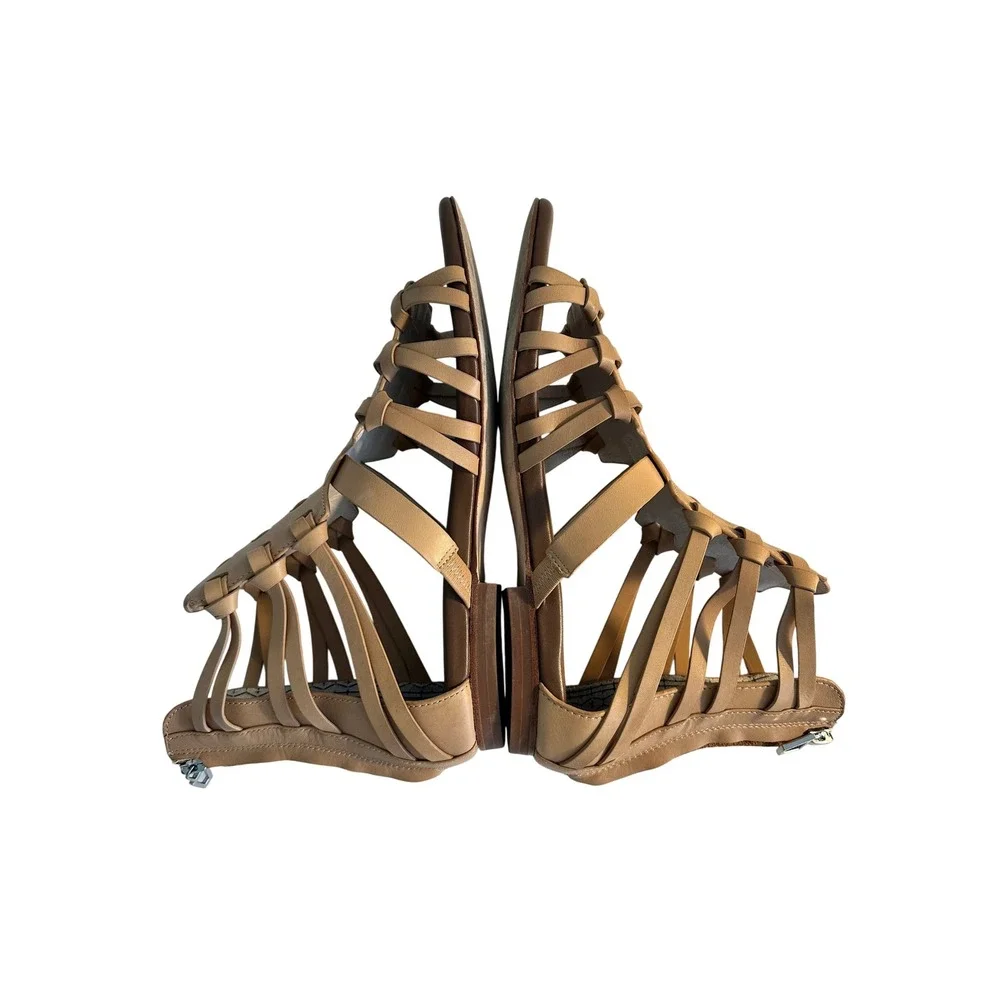 Matt Bernson Leather Gladiator Sandals Size 9 Tan Zip‎ Closure